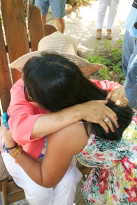 Hugs from my mom to my Sis-in-law for blessing my mom with her hat during the contest